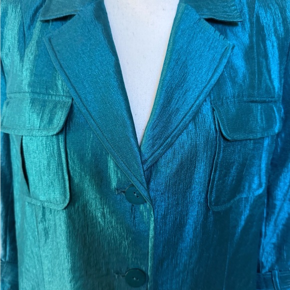 Joan Rivers Women’s Green/blue Metallic Lined Blazer Size Medium 3/4 Sleeve - Picture 3 of 7
